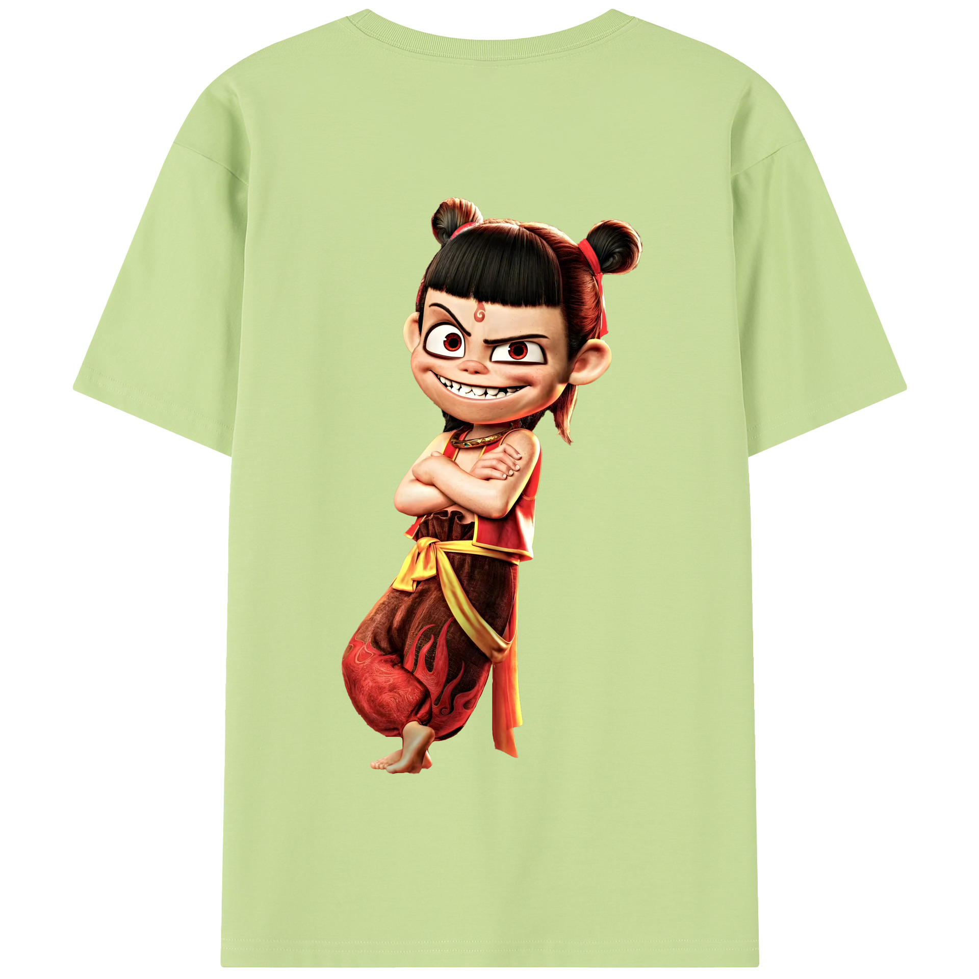 （画像用） Ne Zha 2 ナタ 魔童の大暴れ 綿100％半袖Tシャツ（背面プリント）